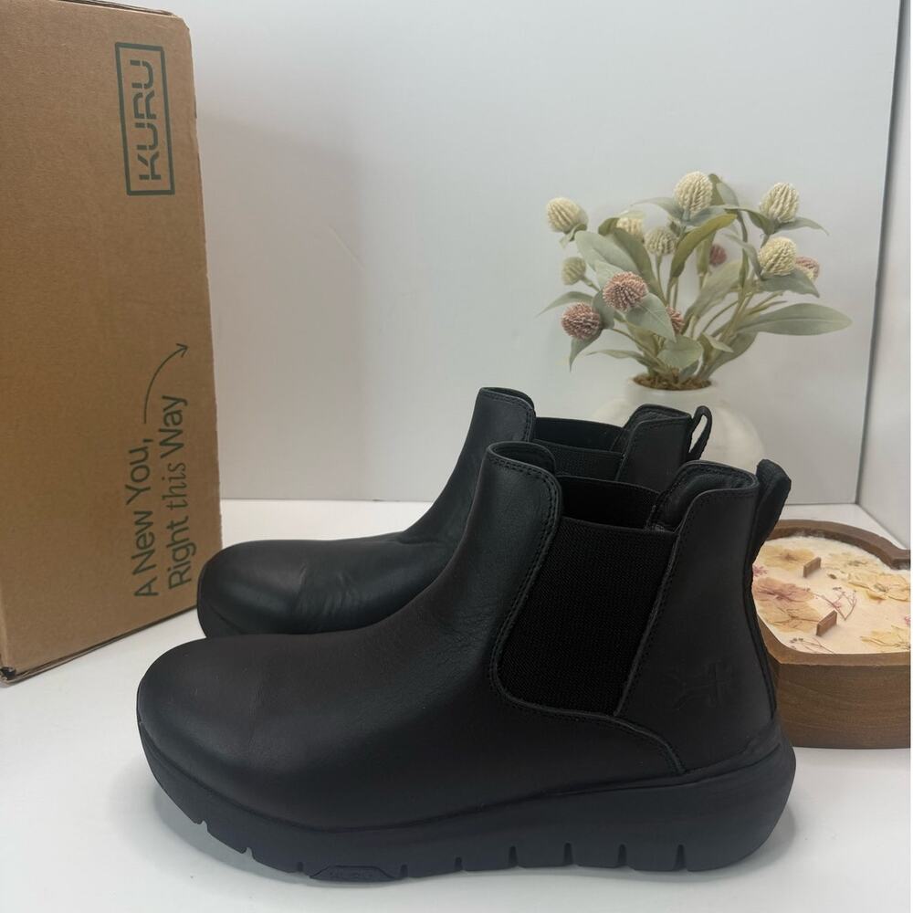 Kuru Flex Astra Arch Support Leather Comfort Boot Jet Black Women 10.5M Tried On